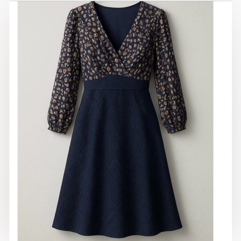 Anthropologie Anna Sui Ruffle V-Neck Silk Cocktail Dress Size 6 Navy Coquette - Picture 12 of 12